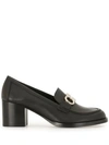 Ferragamo Rolo Loafer Pumps With Reversible Gancini Bit In Black