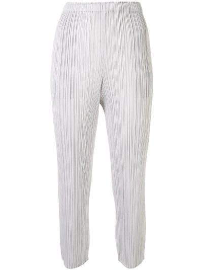 Issey Miyake Pleated Cropped Trousers In Grey