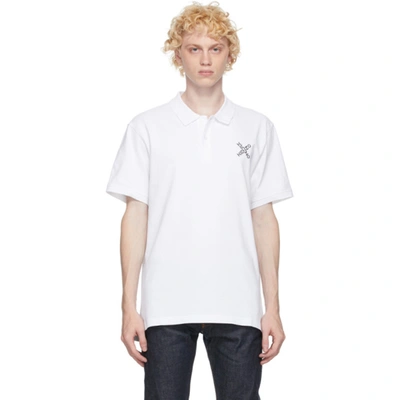 Kenzo Jersey Polo Shirt With Logo Print In White