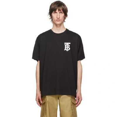 Burberry Cotton T-shirt With Rubber-effect Monogram In Black