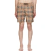 Burberry Men's Mid-length Vintage Check Swim Trunks In Archive Beige