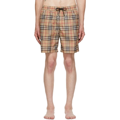 Burberry Beige Vintage Check Guildes Swim Shorts In Archive Beige