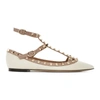 VALENTINO GARAVANI VALENTINO WHITE AND PINK VALENTINO GARAVANI ROCKSTUD CAGED BALLERINA FLATS