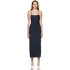 JACQUEMUS NAVY MAILLE VELOUR DRESS