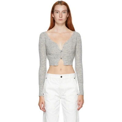 Jacquemus Le Cardigan Alzou Cropped Mohair-blend Cardigan In Light Grey