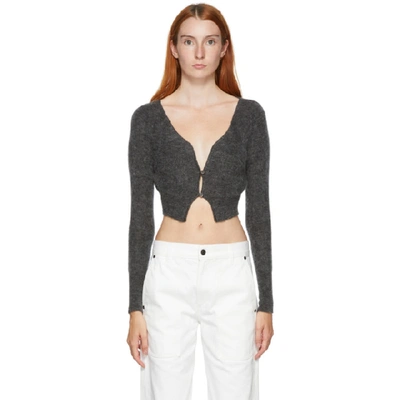 Jacquemus Alzou Cropped Mohair-blend Cardigan In Dark Gray