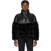 MONCLER BLACK DOWN FAUX-FUR LOGO-DEC JACKET