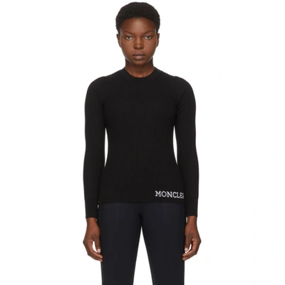 Moncler Jacquard Logo Ribbed Jumper In Black