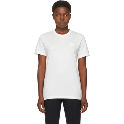 Moncler Lace-up Logo Embossed Cotton T-shirt In White