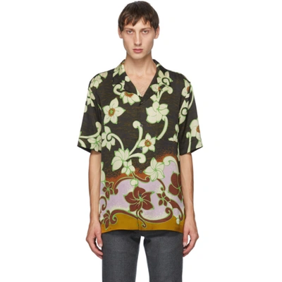Dries Van Noten Camp-collar Floral Print Satin-twill Shirt In Lilac