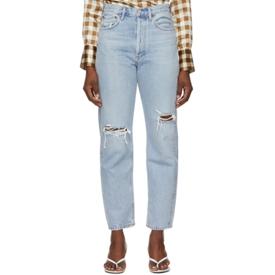 Agolde Blue 90s Mid Rise Loose Fit Jeans In Captured