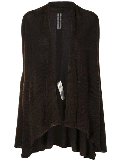 Rick Owens Asymmetric Mid-length Cardigan In Brown
