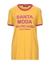 Dolce & Gabbana Santa Moda Crewneck Short-sleeve T-shirt In Yellow Ocher