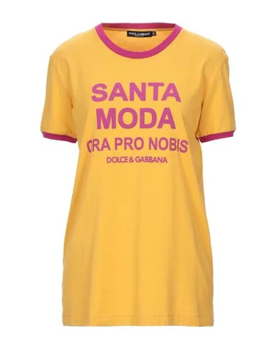 Dolce & Gabbana Santa Moda Crewneck Short-sleeve T-shirt In Yellow Ocher