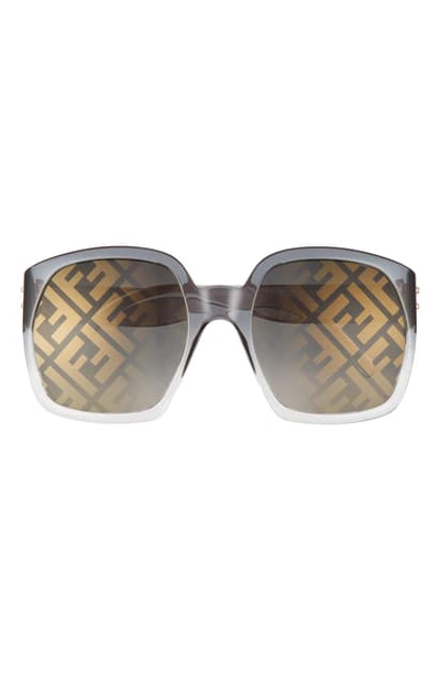 Fendi 58mm Square Sunglasses In Petrol/ Grey Green