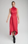 1.state Halter Neck Handkerchief Hem Pleated Dress In Soft Ecru