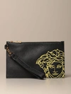 VERSACE CLUTCH BAG IN GRAINED LEATHER WITH MEDUSA,11474611