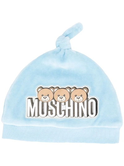 Moschino Babies' Toy Bear Beanie In Blue