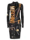 MOSCHINO MACRO BIKER DRESS IN BLACK