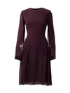 AKRIS Slit-Sleeve Smocked Silk Sheath Dress