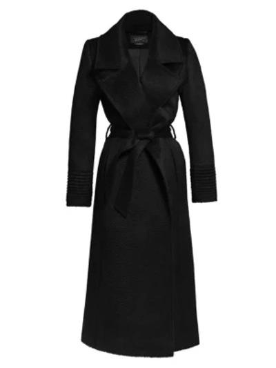 Sentaler Notched Collar Wrap Coat In Black