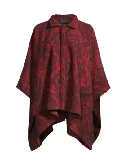 Etro Paisley Jacquard Polo Shirt Poncho In Red