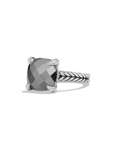 David Yurman Châtelaine Ring With Gemstone & Diamonds In Silver