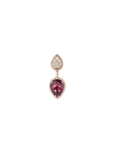 Boucheron Women's Serpent Bohème 18k Rose Gold, Diamond & Garnet Single Stud Earring In Pink Gold