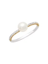 Samira 13 18k White Gold, 11.5mm Pearl, Diamond & Yellow Sapphire Double-finger Ring