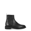 THOM BROWNE BLACK LEATHER CHELSEA BOOTS,3891480