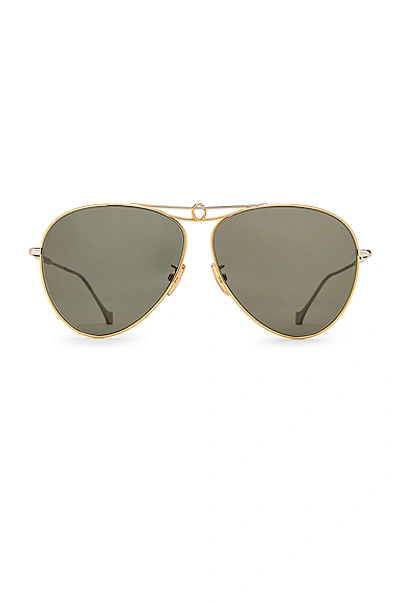 Loewe Metal Knot Pilot Sunglasses In Green & Shiny Endura Gold | ModeSens