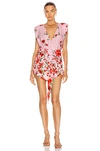 floral print silk satin jacquard mini dress by magda butrym Magda Butrym Setubal Pleated Floral-Print Silk-Satin Jacquard Mini Dress In  Light Blue - 65% Off