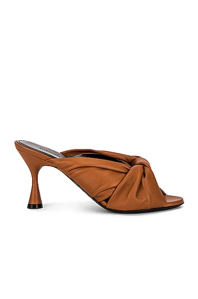 Balenciaga Twisted Leather Mules In Brown