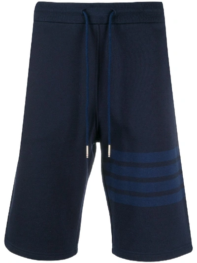 Thom Browne Tonal 4 Bar Cotton Sweat Shorts In Blue