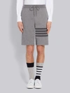 Thom Browne Medium Grey Cotton Loopback Tonal 4-bar Sweat Shorts In Grey