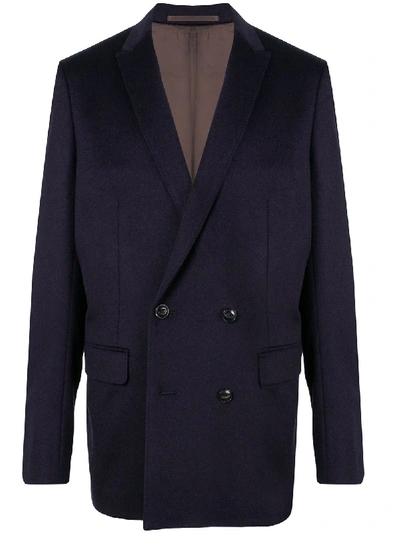 Kolor Knitted Double Breasted Blazer In Blue