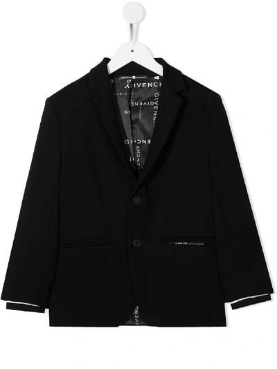 Givenchy Kids' Logo Print Layered Style Blazer In Black