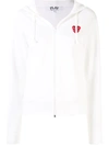 Comme Des Garçons Play Logo Embroidered Zipper Hooded Jacket In White