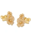 KATE SPADE GOLD-TONE PAVE FLOWER BUTTON EARRINGS