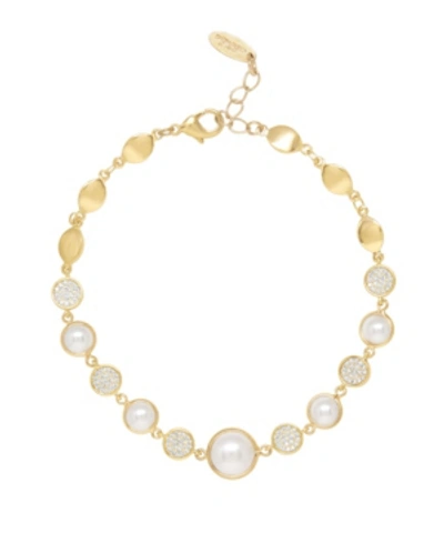 Ettika 18k Gold Imitation Pearl Globe Trotter Women's Anklet