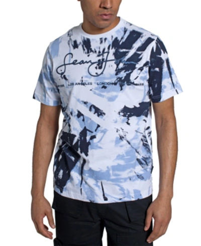 Sean John Men's Tropical Tie Dye Script Cities T-shirt In Bright White