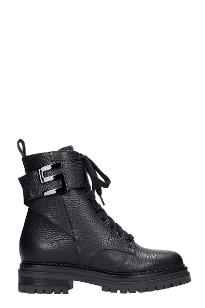 Sergio Rossi Combat Boots In Black Leather