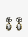 GUCCI GUCCI WOMEN'S BRASS MARMONT CRYSTAL AND GOLD-TONE BRASS EARRINGS,40462285