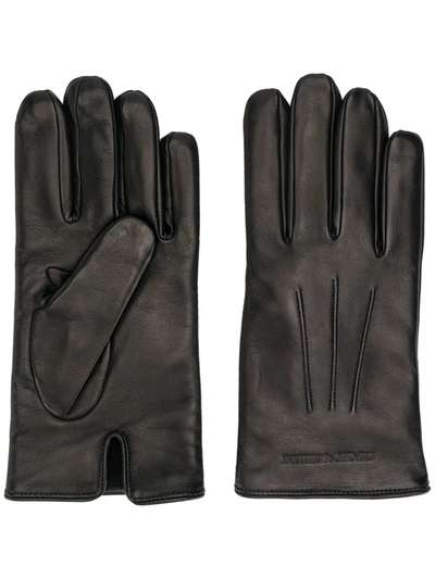 Emporio Armani Engraved Logo Gloves In Black