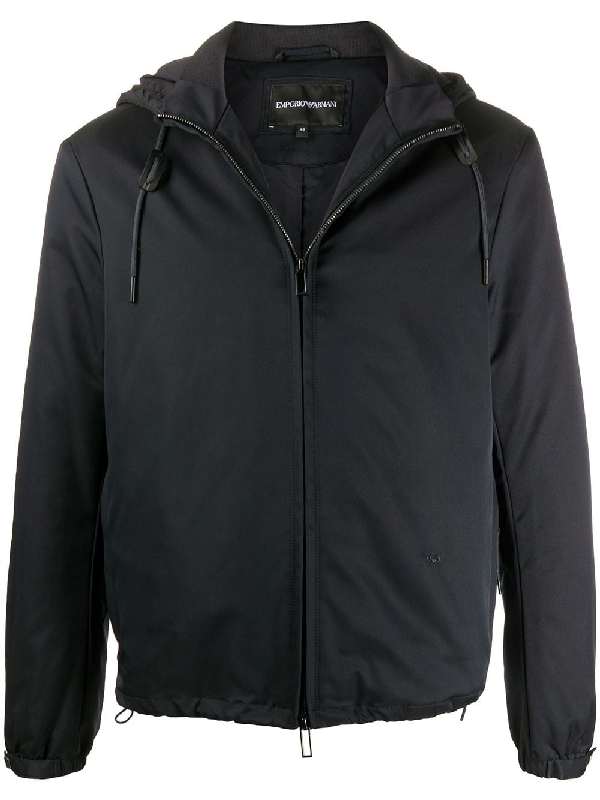 Emporio Armani Hooded Zipped Jacket In Black | ModeSens