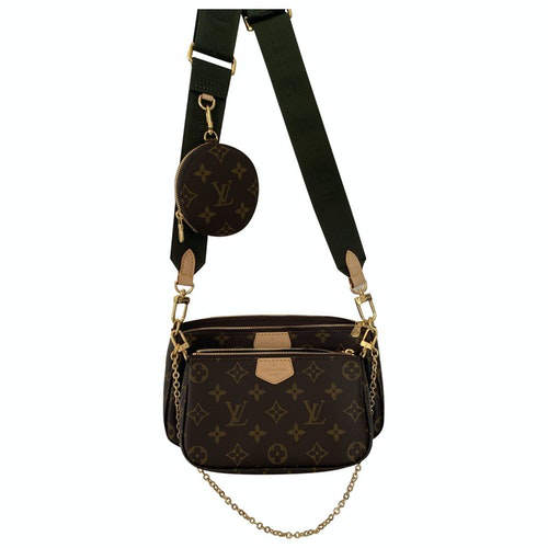 Pre-Owned Louis Vuitton Multi Pochette Accessoires Brown Cloth Clutch Bag | ModeSens