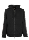 BURBERRY LOGO TAPE COTTON HOODED TOP SIREN BLACK,11474842