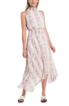 1.STATE SNAKESKIN PRINT PLEATED HALTER NECK HANDKERCHIEF HEM DRESS,8120956