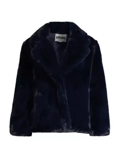 Apparis Manon Oversized Faux-fur Coat In Navy Blue