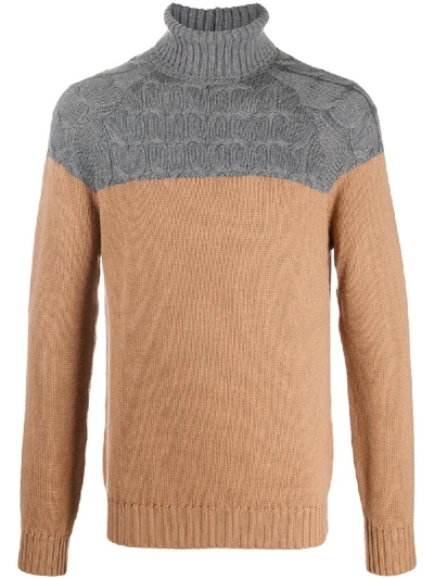 Eleventy Colour-block Wool Jumper In Brown